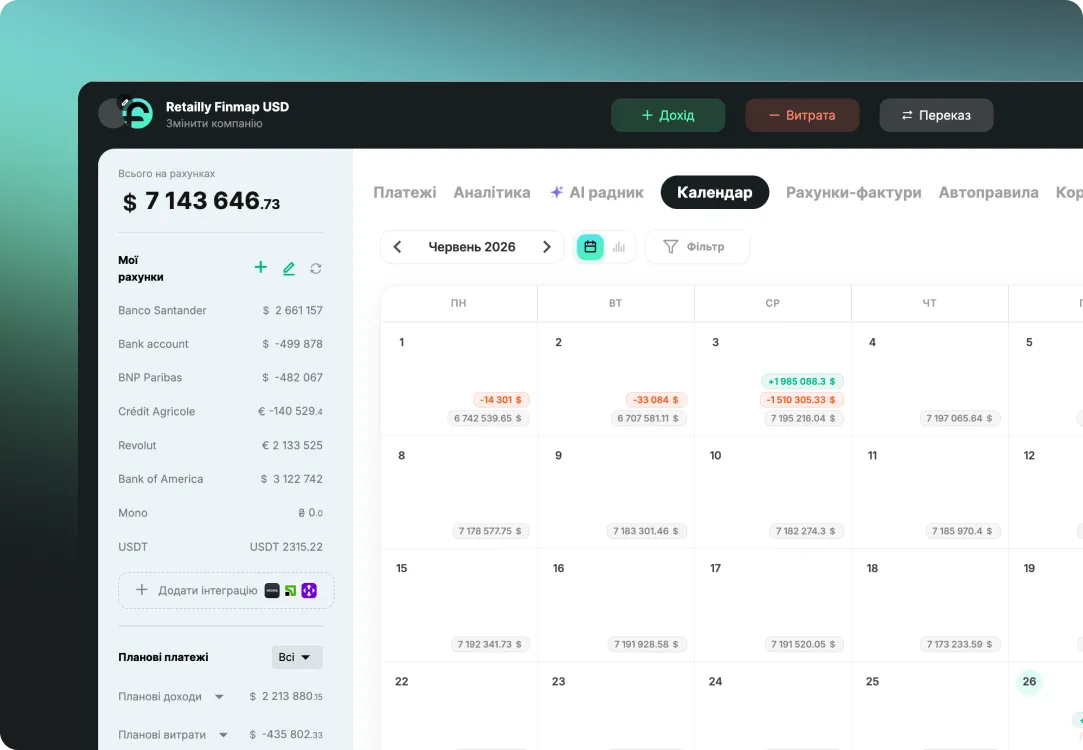 Finmap payment calendar
